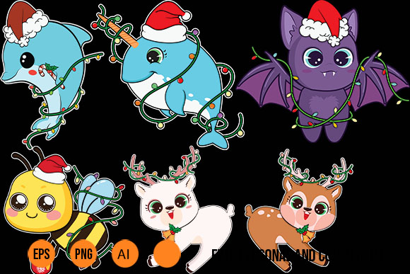 Chibi Kawaii 20 Christmas Shirt SVG Designs Bundle For Circut chibi kawaii animals