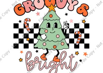 Groovy & Bright Christmas Svg, Cute Xmas Tree Santa Claus Svg, Tree Xmas Svg, Groovy & Bright Tree Svg, Tree Christmas Svg t shirt design template