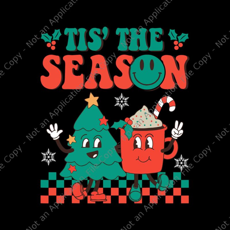 Groovy Tis The Season Christmas Hippie Hot Cocoa Pine Tree Svg, Tis The Season Christmas Svg, Tis The Season Tree Svg, Tree Christmas Svg