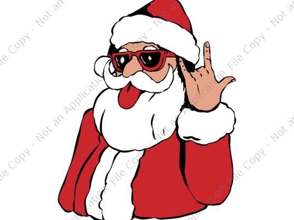 Santa rock on hand christmas svg, x-mas rocker svg, santa rock svg, santa christmas svg t shirt template vector
