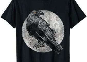 full moon raven bird gift scary crow t shirt men