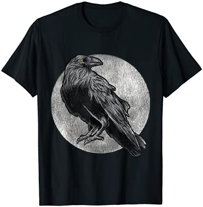 Full moon raven bird gift scary crow t shirt men