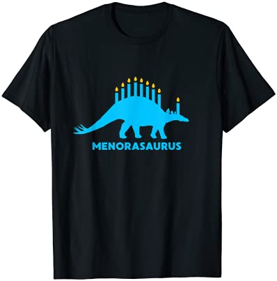 Funny hanukkah shirt dinosaur stegosaurus dino menorah gift men t shirt graphic design