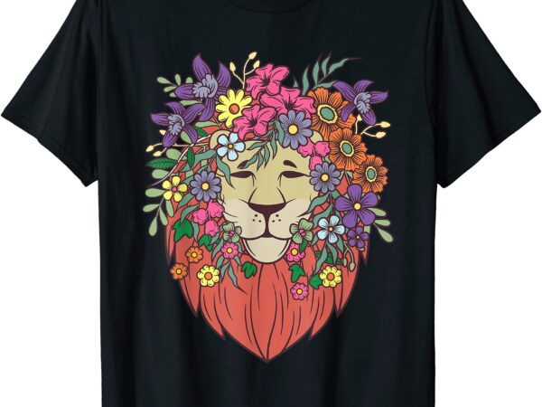 Funny indie style lion flowers cute hipster outfit men women t shirt men
