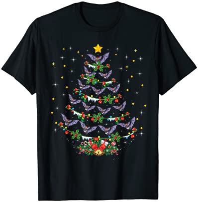 Funny santa bat bird xmas gift bat christmas tree t shirt men