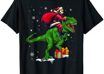 funny santa riding dinosaur t rex christmas xmas pajama t shirt men