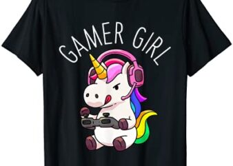 gamer girl unicorn gaming cute video game gift women girls t shirt men