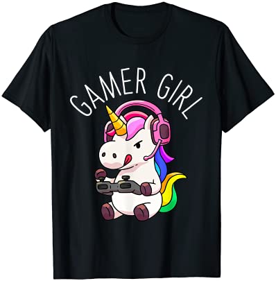 Gamer girl unicorn gaming cute video game gift women girls t shirt men