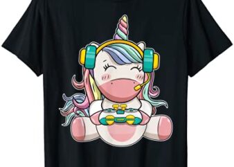 gamer girl unicorn gaming cute video game women girls t shirt men