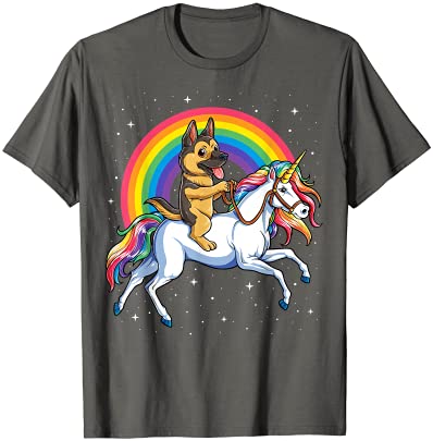 German shepherd unicorn t shirt girls space galaxy rainbow t shirt men