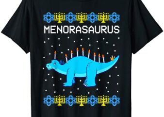 hanukkah dinosaur menorasaurus ugly sweater funny dino gifts t shirt men