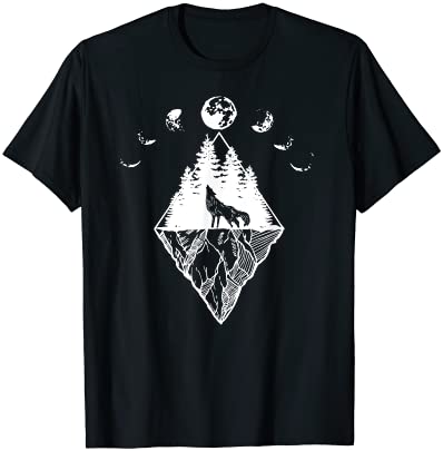 howling wolf phases of the moon t shirt men - Buy t-shirt designs