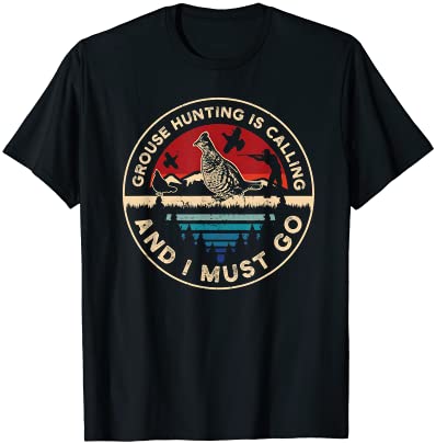 Hunting ruffed grouse bird retro funny phone calls hunter t shirt men