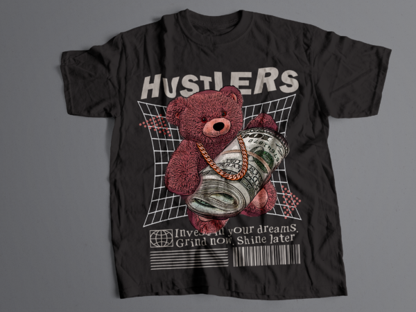 Hustling bear t-shirts design | bear streetwear t-shirt design