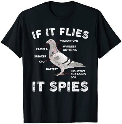 If it flies it spies pigeon anatomy bird aren39t real t shirt men
