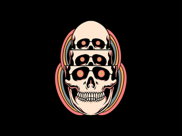 Illusion skull t shirt design for sale