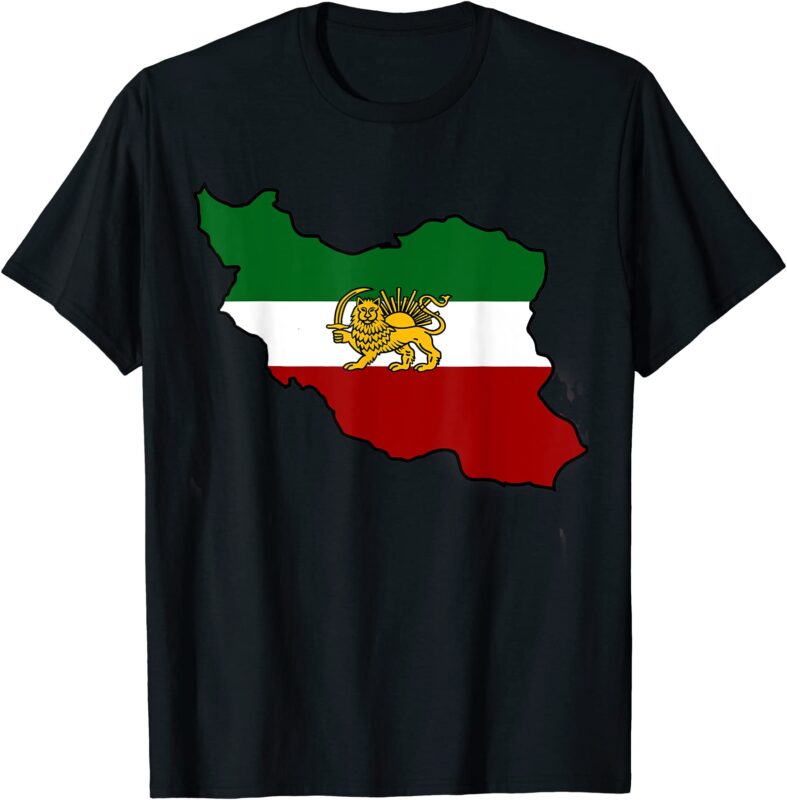 iran flag with lion tshirt men