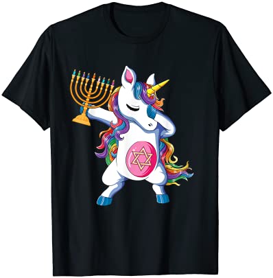 Jewnicorn funny hanukkah unicorn gift girl women pajamas t shirt men