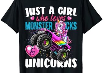 just a girl who loves monster trucks and unicorns gift girls t shirt men