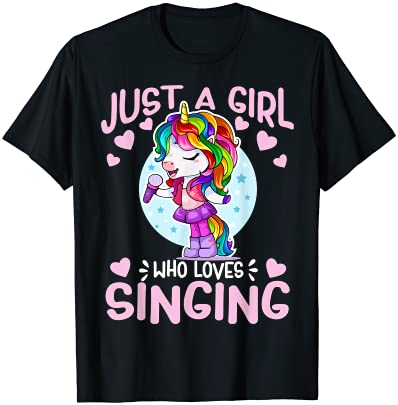Just a girl who loves singing funny karaoke singer unicorn t shirt men