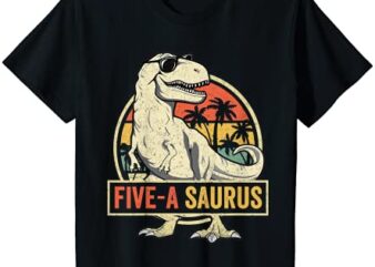 kids 5 year old dinosaur birthday 5th t rex dino five saurus t shirt youth