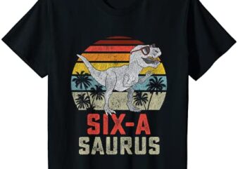 kids 6 year old dinosaur birthday 6th t rex dino six saurus t shirt youth