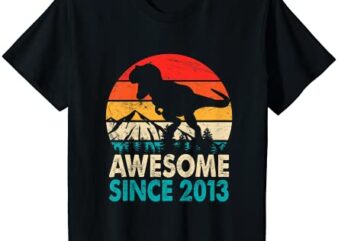kids 9 year old boy dinosaur t rex awesome since 2013 birthday t shirt youth