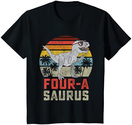 Kids four a saurus birthday t rex 4 year old dino 4th dinosaur t shirt youth