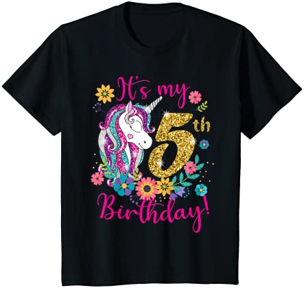 Kids it39s my 5th birthday unicorn lover funny birthday girls t shirt youth