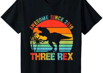 kids three rex 3rd birthday gifts third dinosaur 3 year old boy t shirt youth