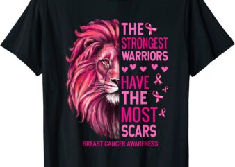 lion the strongest warriors breast cancer awareness support t shirt men
