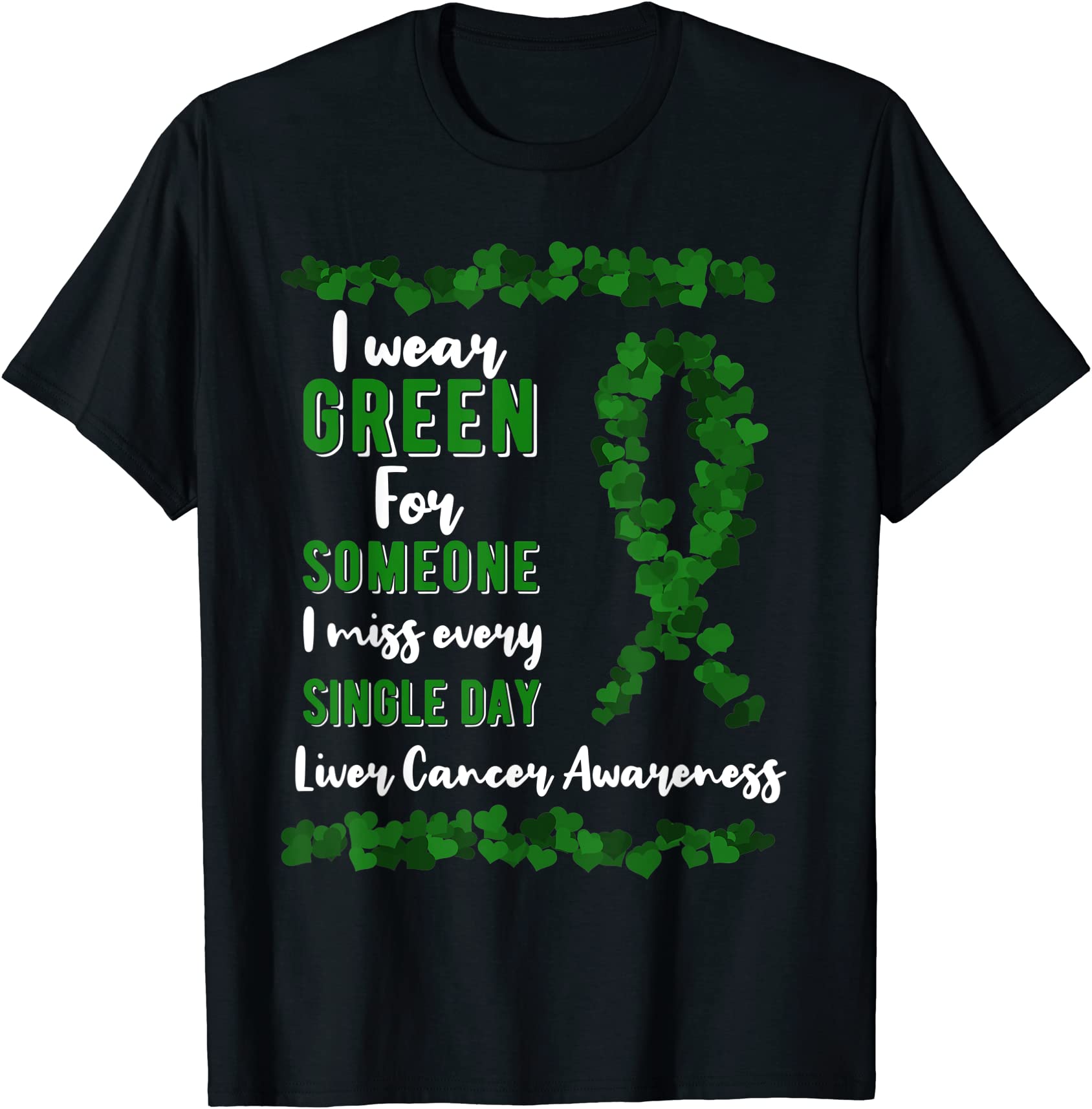 liver cancer awareness primary hepatic green ribbon jaundice t shirt ...