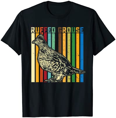Mens retro ruffed grouse bird hunting birding hobby gifts t shirt men