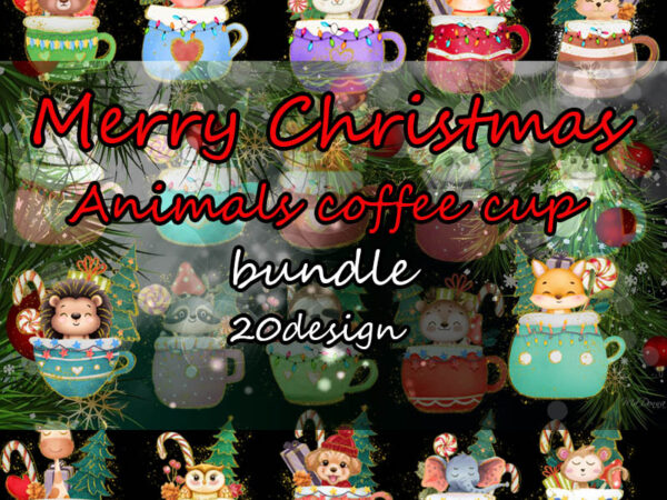 Merry christmas animals coffee cup png, xmas png, animals png t shirt designs for sale