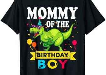 mommy of the birthday boy t rex rawr dinosaur birthday boy t shirt men