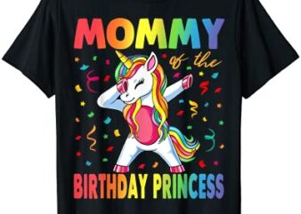 mommy of the birthday princess girl dabbing unicorn mom t shirt men
