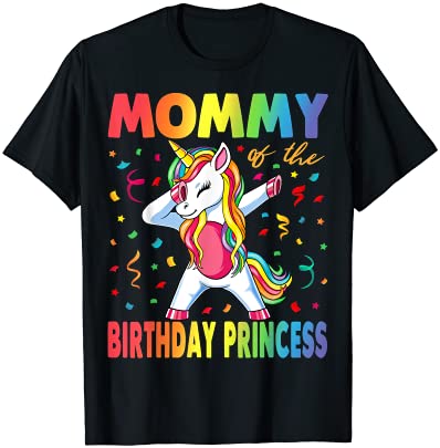 Mommy of the birthday princess girl dabbing unicorn mom t shirt men