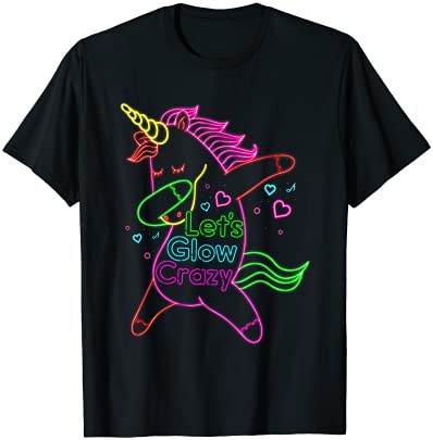 Neon unicorn let39s glow crazy retro 80s group party squad t shirt men