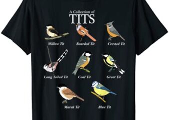 nerd funny tit birds birdwatcher collection of tits bird t shirt men