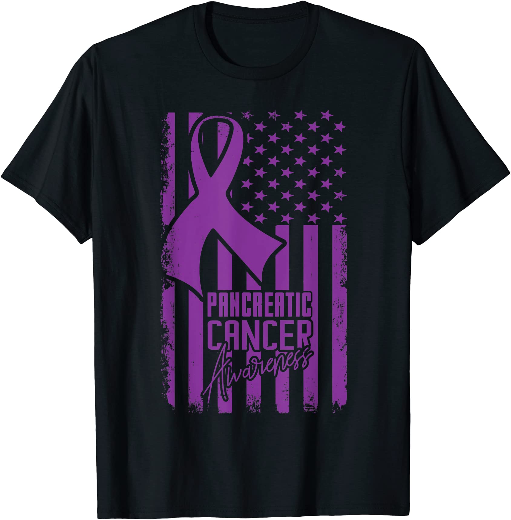 pancreatic cancer awareness american flag purple ribbon t shirt men ...
