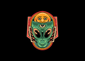 psychedelic alien t shirt illustration