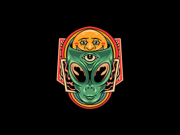 Psychedelic alien t shirt illustration