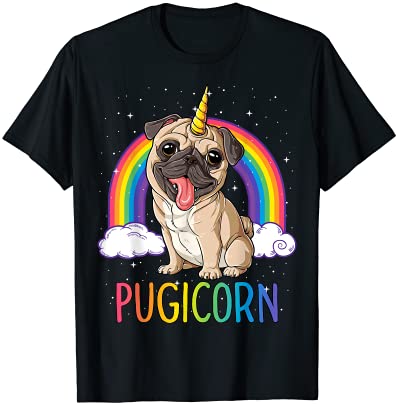 Pugicorn pug unicorn t shirt girls kids space galaxy rainbow t shirt men
