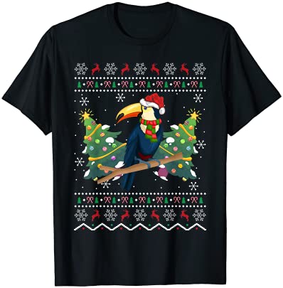 Santa hat toucan bird xmas gift ugly toucan christmas t shirt men
