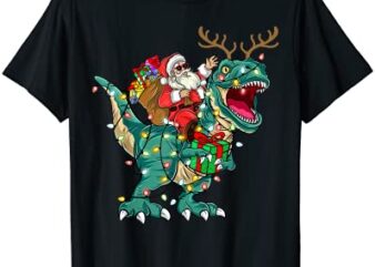 santa riding dinosaur t rex deer kids boys men christmas t shirt men
