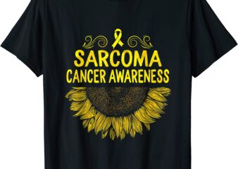 sarcoma cancer awareness i wear yellow ribbon sunflower love t shirt men
