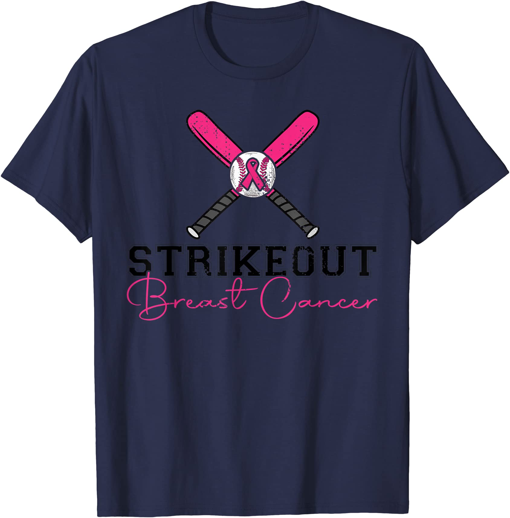 strikeout baseball pink ribbon breast cancer awareness women t shirt