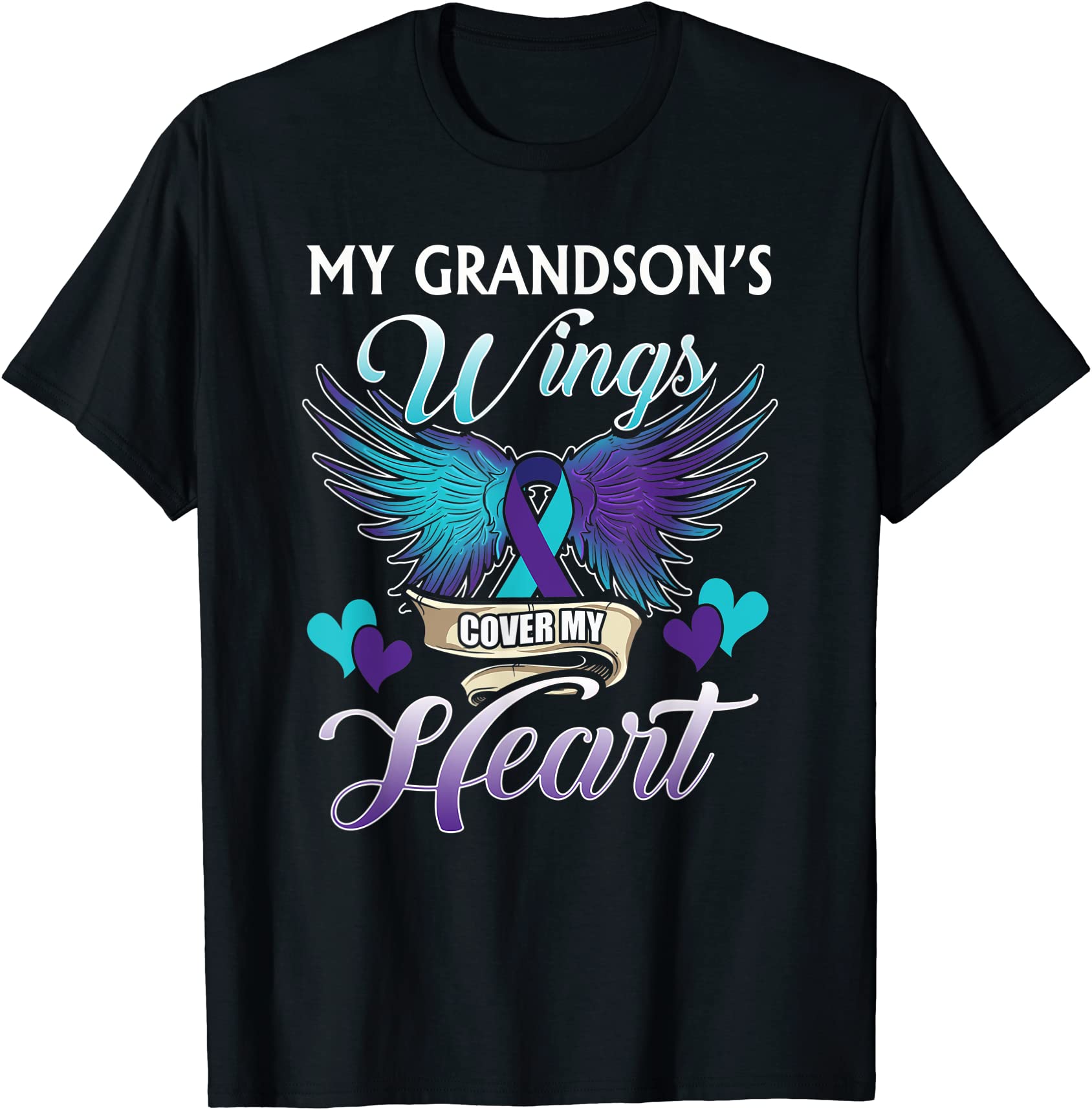 suicide memory of grandson wings cover heart t shirt men - Buy t-shirt ...