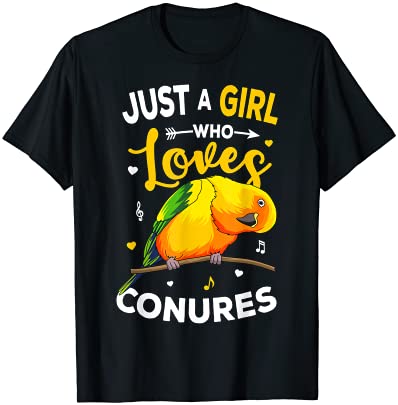 Sun conure just a girl who loves conures parrot lover women t shirt men
