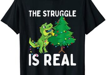 the struggle is real dinosaur amp x mas tree christmas t rex t shirt men